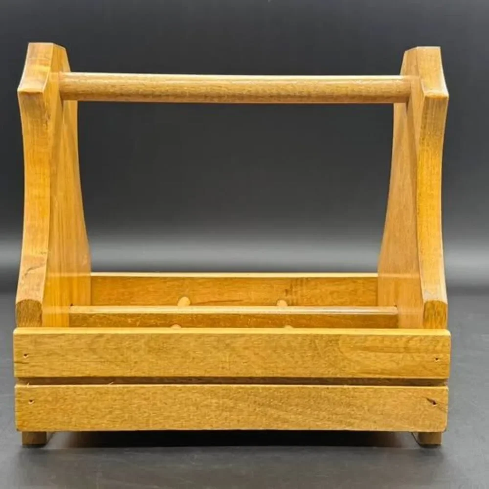 Vintage Wooden 6-Compartment Bottle Caddy